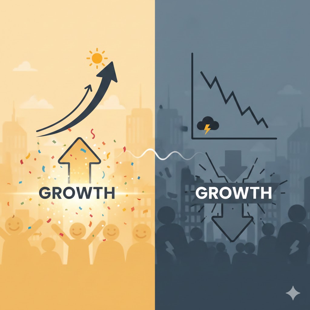 Is it true that in optimistic market growth is more appreciated and vice versa?
